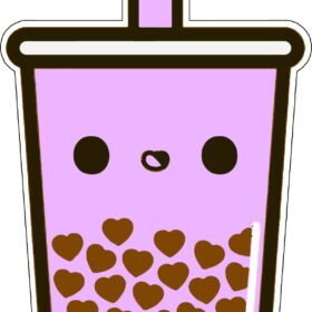 Cute Kawaii Bubble Tea Teahouse Favorite Drink Cartoon Style Always Nice And Friendly Boba Face Vinyl Sticker