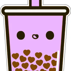 Cute Kawaii Bubble Tea Teahouse Favorite Drink Cartoon Style Always Nice And Friendly Boba Face Vinyl Sticker