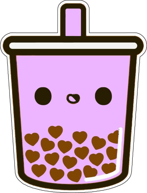 Cute Kawaii Bubble Tea Teahouse Favorite Drink Cartoon Style Always Nice And Friendly Boba Face Vinyl Sticker