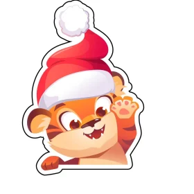 Cute Litter Tiger Santa Claus Hat Paw Saluting 2022 Symbol Vinyl Sticker