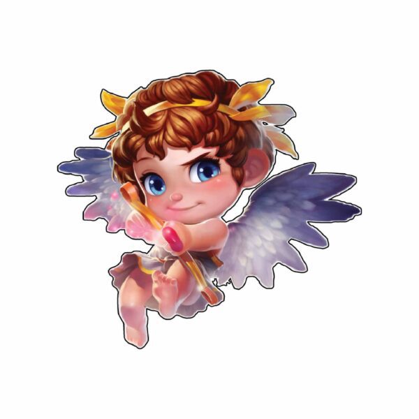 Cute Little Cupid Smite Gods Flying Setting Bow With Hearts Vinyl Sticker
