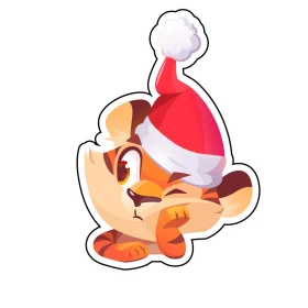 Cute Little Tiger Santa Claus In A Deep Thought 2022 Symbol Vinyl Sticker