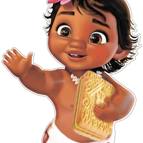 Cute Moana With Huge Cookie vinyl sticker