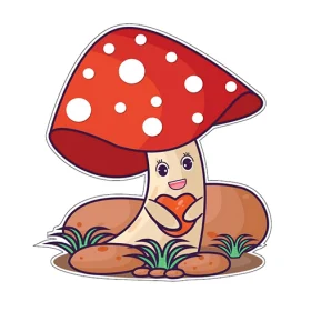 Sweet Little Mushroom Friend Standing Among Pebbles With A Tiny Heart Magical Mini Meadow Fantasy Cottage Core Art vinyl sticker