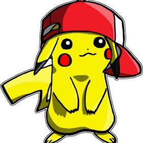 Cute Pokemon Pikachu With Baseball Hat vinyl sticker