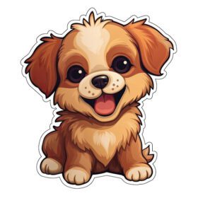 Happy Puppy Smiling Dog Cute Animal Playful Pet Lovers Cheerful Cartoon Style Joyful vinyl sticker / printed vinyl decal