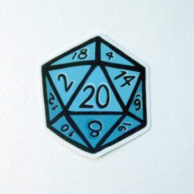 D 20 Dice Blue vinyl sticker
