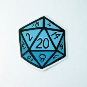 D 20 Dice Blue vinyl sticker