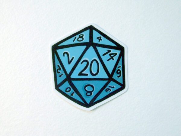 D 20 Dice Blue vinyl sticker