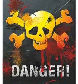 DANGER SKULL + BONES VINYL STICKER