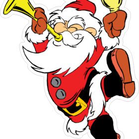 Dancing Happy Santa Bell Christmas vinyl sticker