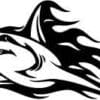 Danger Angry Shark Flames Cut Out Vinyl Decal