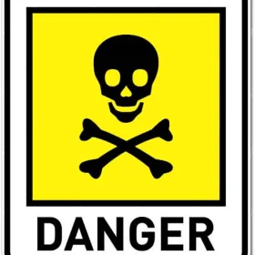 Danger Skull Warning Caution Rectangle Yellow Sign Vinyl Sticker