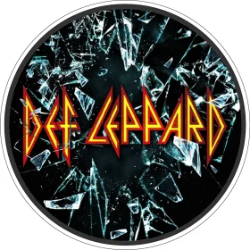 Def Leppard Logo thru broken glass round vinyl sticker