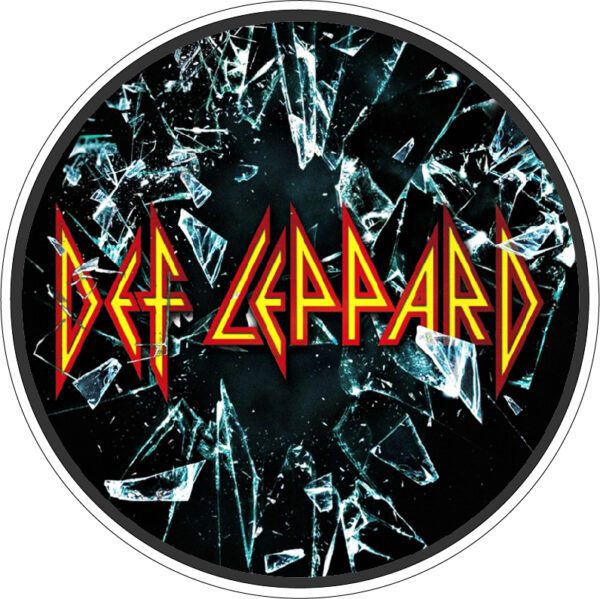 Def Leppard Logo thru broken glass round vinyl sticker