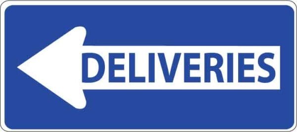 Deliveries Leftt Arrow Sign Vinyl Sticker