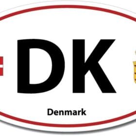 Denmark DK Euro Color Oval Red Wall Window Car Sticker Decal