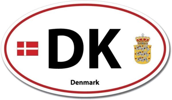 Denmark DK Euro Color Oval Red Wall Window Car Sticker Decal