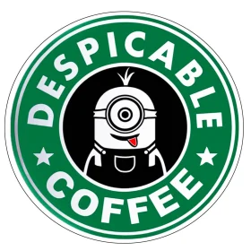 Starbucks Coffee Minion Logo Funny Cartoon Design Minions Movie Cafe Entertainment Parody Vinyl Sticker