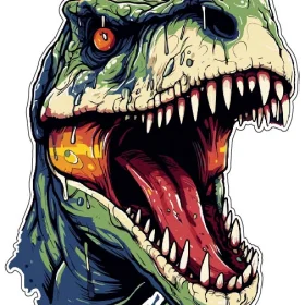 Angry T-Rex Dinosaur Art Raptor Logo Evil King Of Monsters Of Jurassic World Primal Prehistoric Tyrannosaurus Predator Carnivores Animal Vinyl Sticker