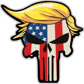Donald Trump Iconic Hair Skull Punisher USA Flag American Freedom Fight Trumpisher Patriot Symbol vinyl sticker