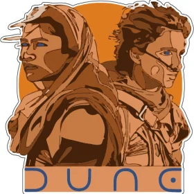 Paul Atreides And Chani Dune Movie Frank Herbert Novel Characters Inspired Sci-Fi Desert Adventure Art Vinyl Sticker