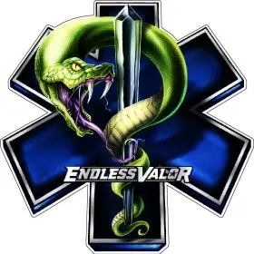 EMS Star of Life Endless Valor Snake & Dagger Paramedic EMT Emergency Medical Services Symbol vinyl sticker