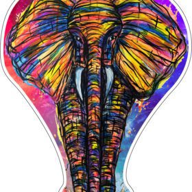 Eclectic Rainbow Elephant Art Fantasy Creature Design vinyl sticker