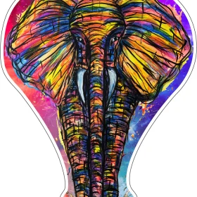 Eclectic Rainbow Elephant Art Fantasy Creature Design vinyl sticker
