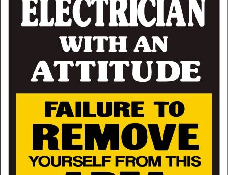Warning Attitude Electrician vinyl sticker