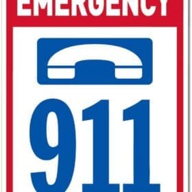Emergency Call 911 Sign Wall Window Car Vinyl Sticker