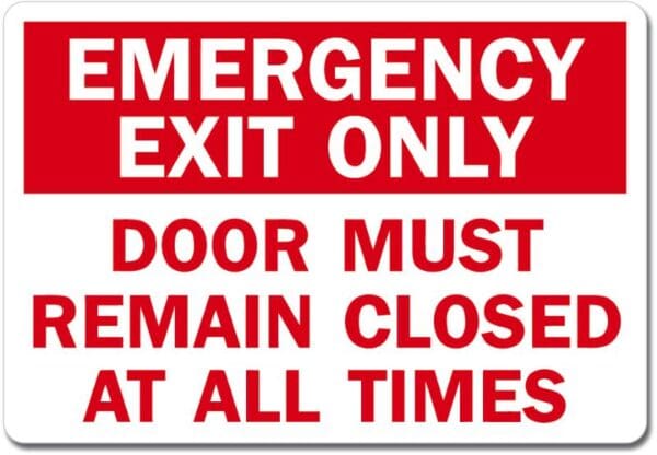 Emergency Exit Door Closed Sign Wall Window Car Vinyl Sticker