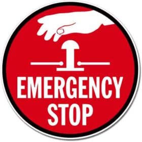 Emergency Shut Off Switch Round Sign Wall Window Vinyl Sticker
