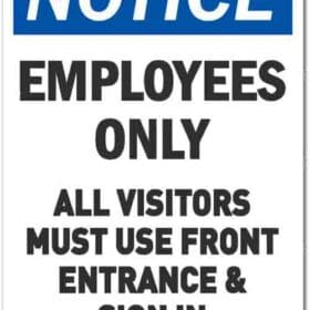 Employees Only Visitors Report Notice Sign Wall Vinyl Sticker