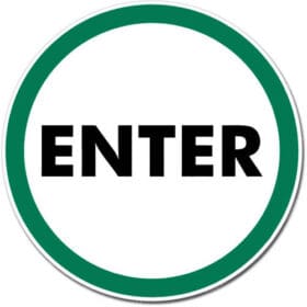 Enter Green Round Sign Wall Window Car Vinyl Sticker