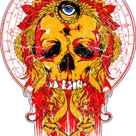 Eye Skull Mystic Scratched Retro vinyl sticker