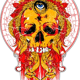 Eye Skull Mystic Scratched Retro vinyl sticker