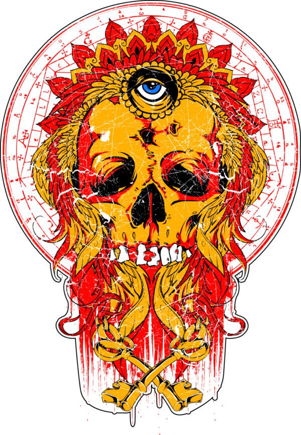 Eye Skull Mystic Scratched Retro vinyl sticker