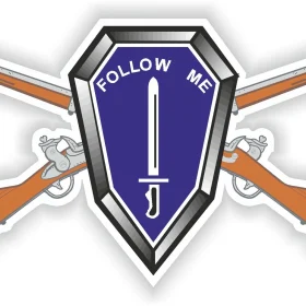 FOLLOW ME CROSS RIFLES US ARMY Vinyl Sticker.JPG