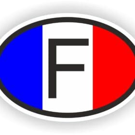 FRANCE COUNTRY CODE OVAL FRENCH FLAG STICKER.JPG