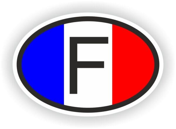 FRANCE COUNTRY CODE OVAL FRENCH FLAG STICKER.JPG