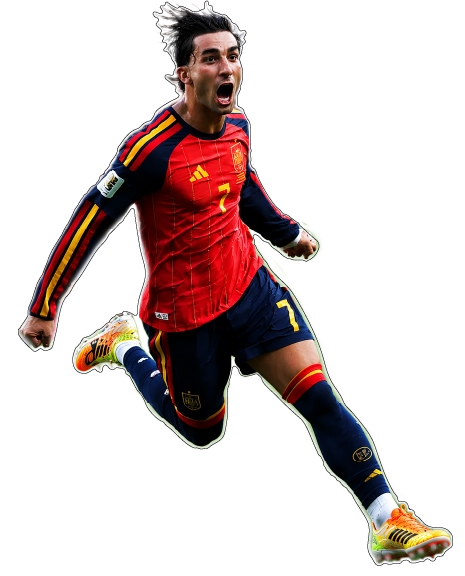 Ferran-Torres vinyl sticker Ferran Torres celebrating his decisive 106th-minute goal following 1-0 extra-time Spain win over Argentina at MetLife Stadium