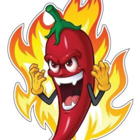 Fiery Fury Angry Hot Red Chili Pepper on Fire vinyl Sticker
