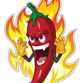 Fiery Fury Angry Hot Red Chili Pepper on Fire vinyl Sticker