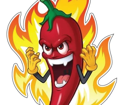 Fiery Fury Angry Hot Red Chili Pepper on Fire vinyl Sticker