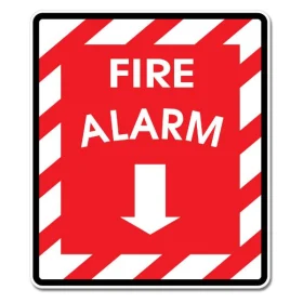 Fire Alarm Red and White Sign with Down Arrow vinyl sticker