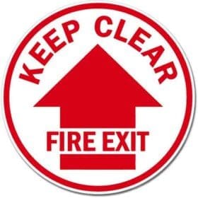 Fire Exit Keep Clear Round Sign Wall Window Car Vinyl Sticker