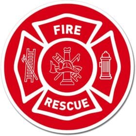 Fire Rescue Red Round Sign Wall Window Car Vinyl Sticker