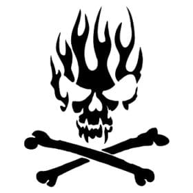Flamehead Ride Skull with Crossbones Cutout Decal Sticker