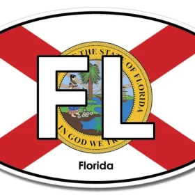 Florida State FL Oval Flag Wall Window Car Vinyl Sticker Decal